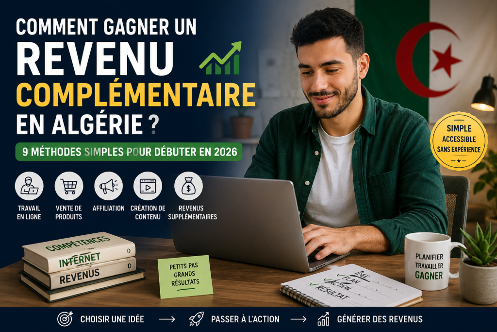 Comment gagner un revenu complémentaire en Algérie avec des activités en ligne simples et accessibles.
