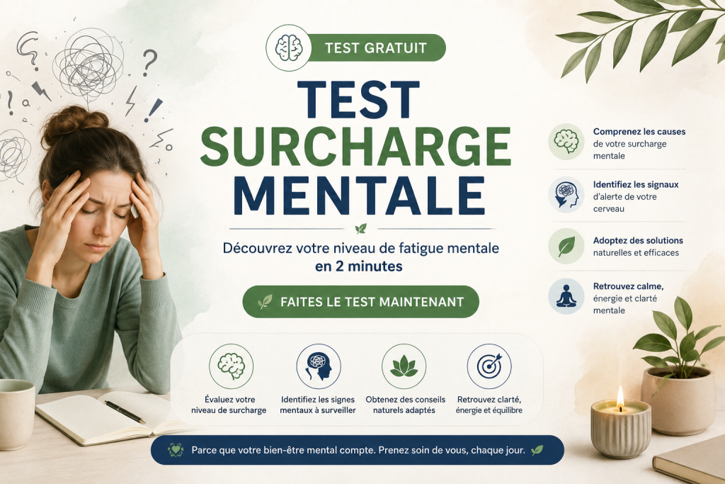 Test surcharge mentale gratuit pour identifier les signes de fatigue mentale, de stress chronique et de cerveau surchargé
