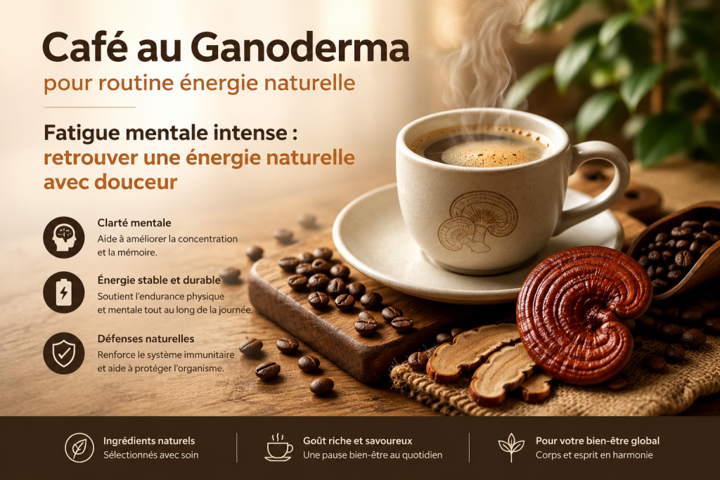 Café au ganoderma pour routine énergie naturelle fatigue mentale et routine bien-être naturelle