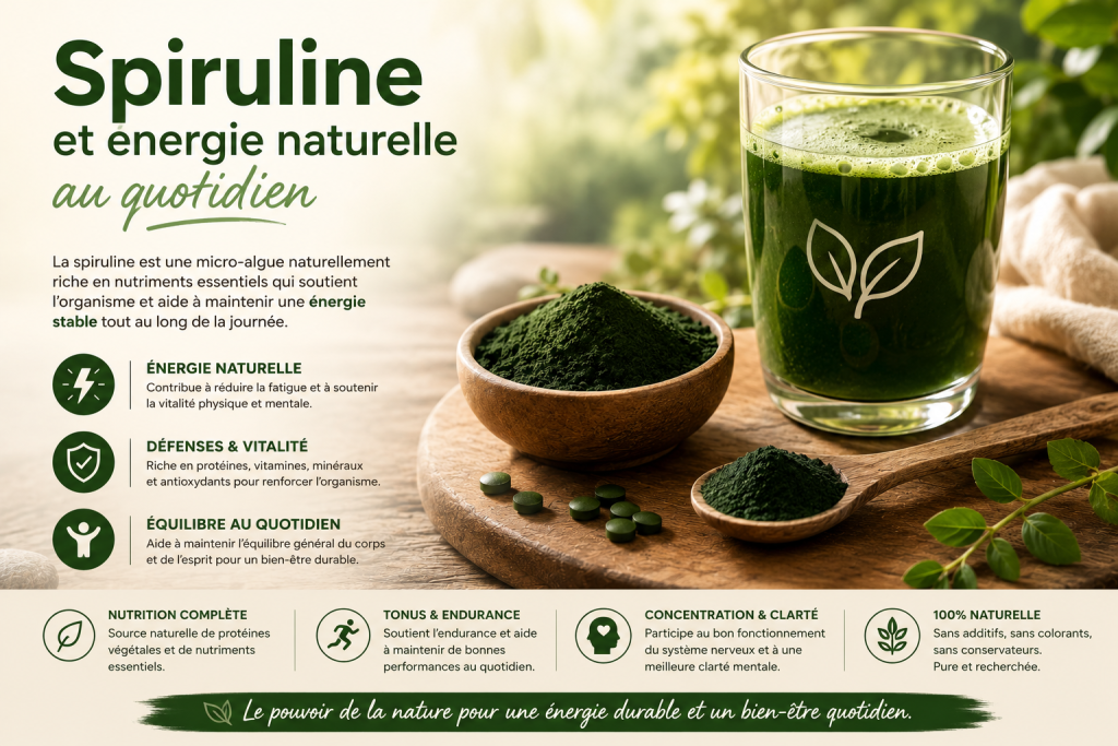 Spiruline et énergie naturelle au quotidien fatigue mentale et routine bien-être naturelle