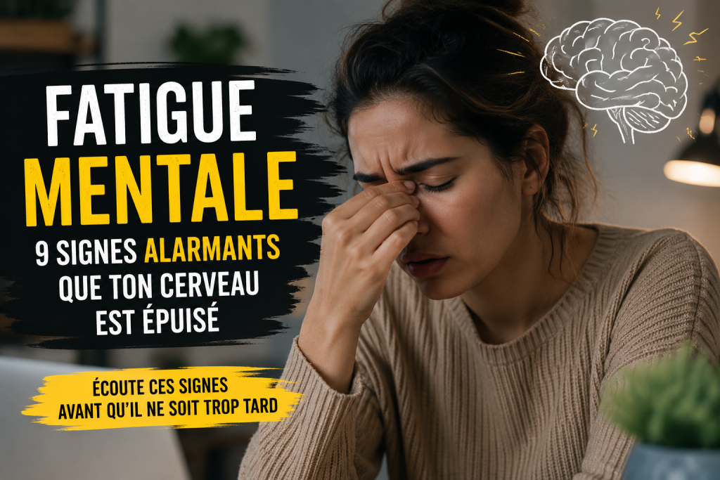 fatigue mentale cerveau fatigué femme épuisée surcharge mentale