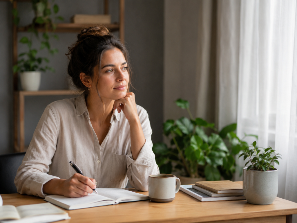 femme regardant la fenêtre clarté mental et décisionnel