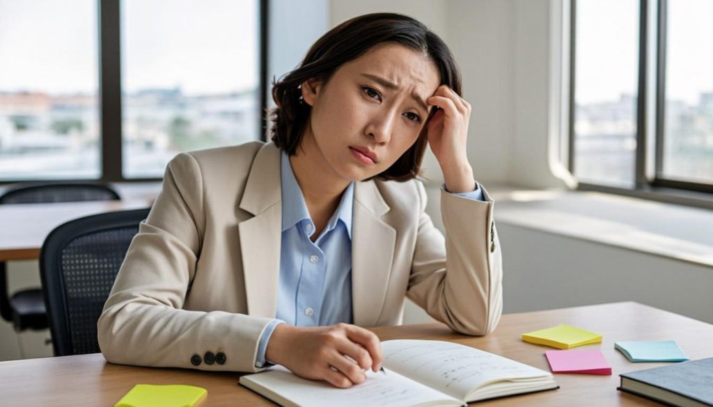 Personne fatiguée devant plusieurs choix, illustrant la fatigue décisionnelle et le blocage mental.
image-video-fatigue-decisionnelle